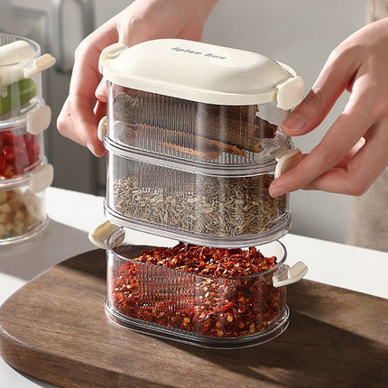 4 Layer Air-Tight Spice & Food Containers - Leakproof & Freezer Safe