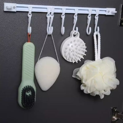 No-Drill Kitchen Cabinet Hanging Rail - Sticky Hook Organizer for Cooking Tools & Utensils