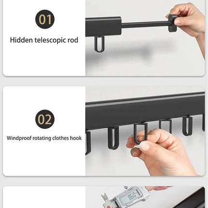 Space Saving Aluminum Clothes Drying Rack - Extendable & Foldable