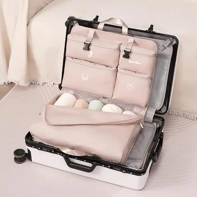 Modern Hanging Packing Cube Storage Bag – 5 Compartments for Travel & Living Room Storage