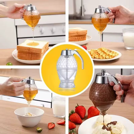 No-Drip Honey Syrup Dispenser - Portable & Convenient
