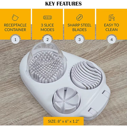 Multi‑Function Egg Slicer – Stainless Steel Cheese, Veggie & Fruit Cutter, 3 Slice Modes