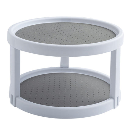 Spinning Tray Organizer - 2 Tier Cabinet Organizer for Kitchen