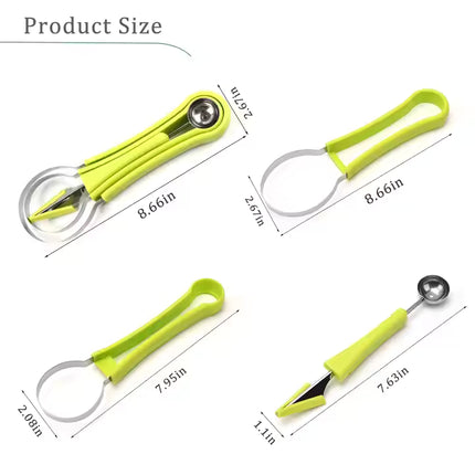 Melon Scoop & Fruit Baller Set - 4-in-1 Kitchen Tool