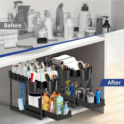Under Cabinet Storage Organizer - Multi-Purpose Pull-Out Organizer for Kitchen & Bathroom