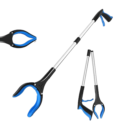 Folding Reacher Tool with 360° Rotating Jaw plus Magnet - Pick Up Without Bending