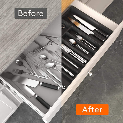 Expandable Drawer Utensil Tray - Silverware & Flatware Organizer