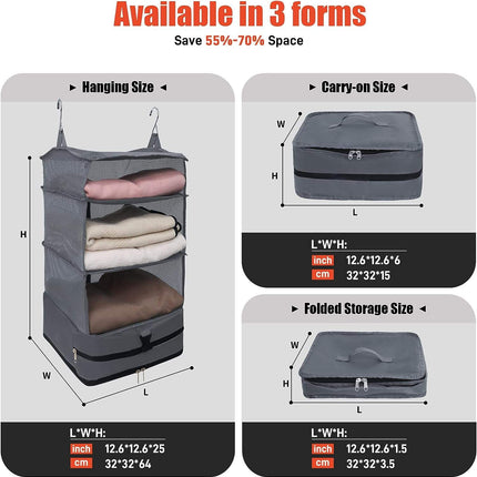 Portable Hanging Travel Shelves - Large Capacity Packing Cube Organizer