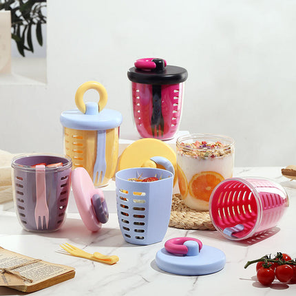 Salad & Fruit on-the-go - Portable Cup with Draining