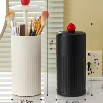 Automatic Lifting Makeup Brush Holder – 4-Grid Cosmetic Storage with Cover