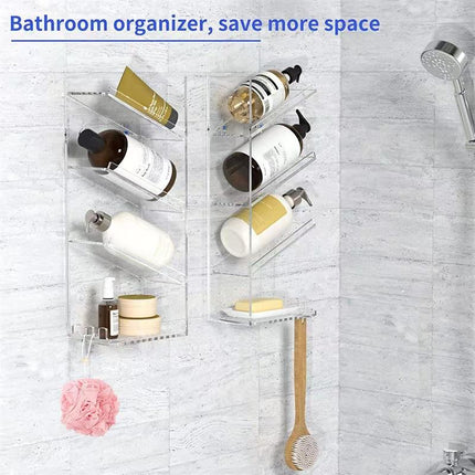 Shower Organizer with Hooks | Clear Acrylic Wall Caddy