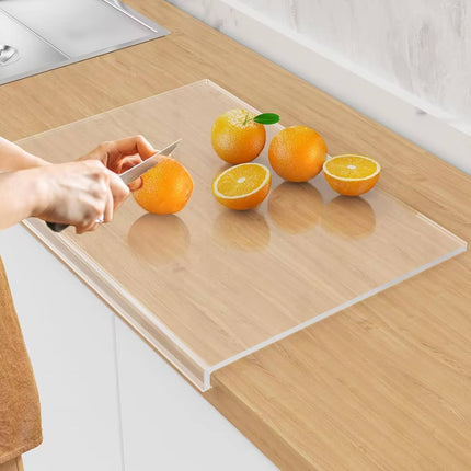 Large Clear Acrylic Cutting Board with Counter Lip – Non-Slip Transparent Kitchen Chopping Board