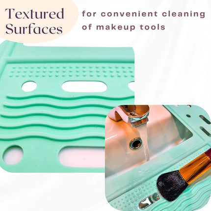 Foldable Silicone Makeup Brush Cleaning Mat – Sink Topper & Countertop Protector