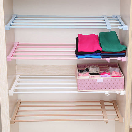 Extendable Punch-Free Closet Storage Rack – Adjustable Wardrobe Shelf & Tension Rod