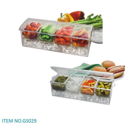 Cold Serving Tray with Ice – Chilled Condiment Server & Buffet Serving Dish for Parties and Events