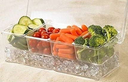 Cold Serving Tray with Ice – Chilled Condiment Server & Buffet Serving Dish for Parties and Events