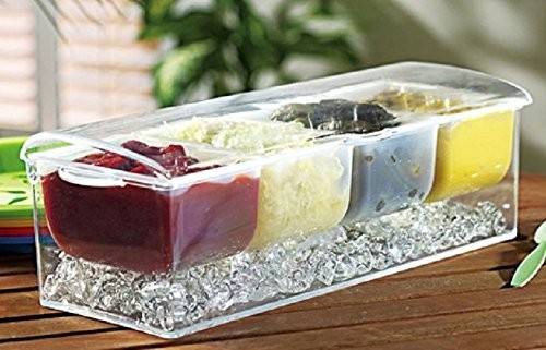 Cold Serving Tray with Ice – Chilled Condiment Server & Buffet Serving Dish for Parties and Events