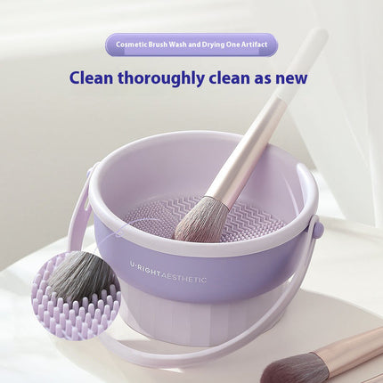 Makeup Brush Cleaner Bowl & Organizer - 3-in-1 Silicone Design