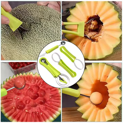 Melon Scoop & Fruit Baller Set - 4-in-1 Kitchen Tool