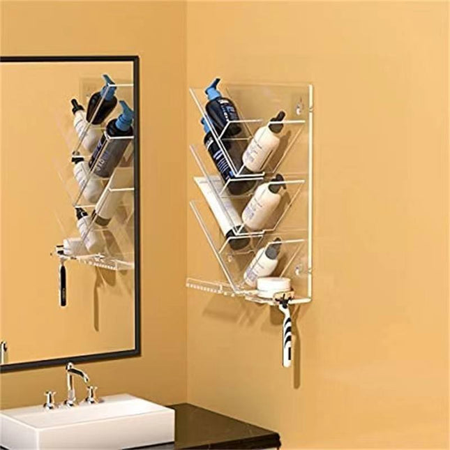 Shower Organizer with Hooks | Clear Acrylic Wall Caddy