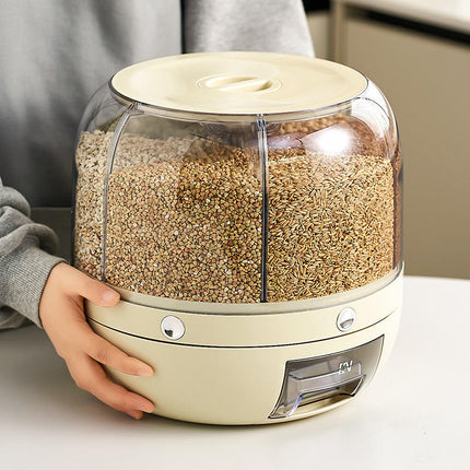 Airtight Rotating Rice Dispenser – Moisture-Proof Grain & Cereal Storage Box