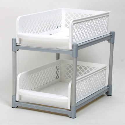 Under Sink Cabinet Organizer – 2-Tier Sturdy Storage Rack with Sliding Drawers