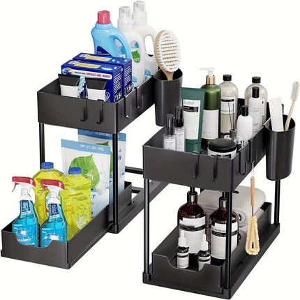Under Cabinet Storage Organizer - Multi-Purpose Pull-Out Organizer for Kitchen & Bathroom
