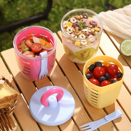 Salad & Fruit on-the-go - Portable Cup with Draining