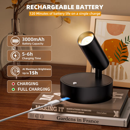 LED Wall Spotlight with Remote - Rotatable Bedside Night Light