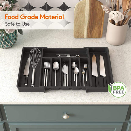 Expandable Drawer Utensil Tray - Silverware & Flatware Organizer