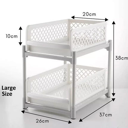 Under Sink Cabinet Organizer – 2-Tier Sturdy Storage Rack with Sliding Drawers