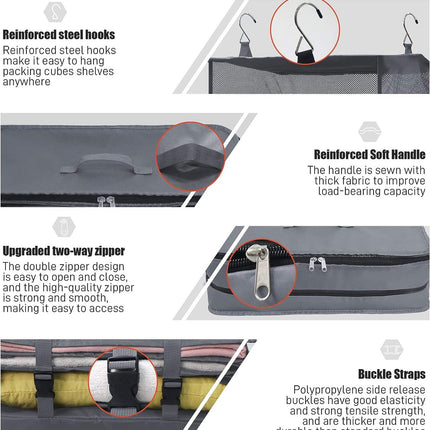 Portable Hanging Travel Shelves - Large Capacity Packing Cube Organizer