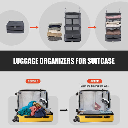 Portable Hanging Travel Shelves - Large Capacity Packing Cube Organizer