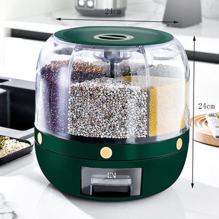 Airtight Rotating Rice Dispenser – Moisture-Proof Grain & Cereal Storage Box