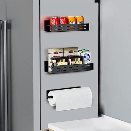 Wall‑Mounted Magnetic Spice Rack & Paper Towel Holder – Stylish Kitchen Storage Solution