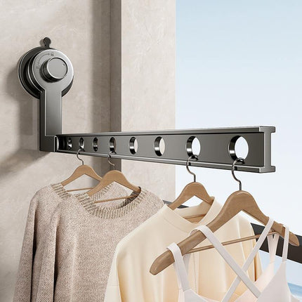 No-Drill Suction Cup Clothes Drying Rack - Folding & Portable