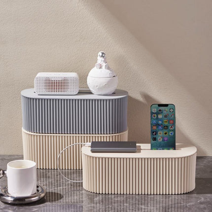 Cable Management Storage Box with Surge Protector – Power Strip Cover & Cord Organizer