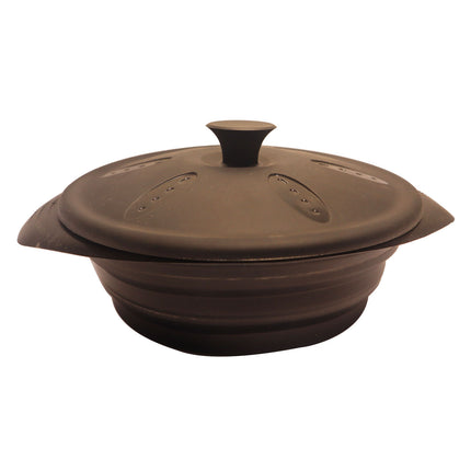 Heat-Resistant Silicone Microwave Steamer Pot – Collapsible Round Bowl with Lid & Handle