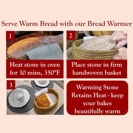 Handcrafted Oval Terracotta Bread Warmer with Wicker Basket