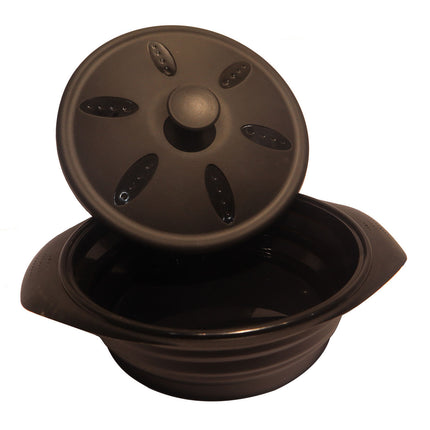 Heat-Resistant Silicone Microwave Steamer Pot – Collapsible Round Bowl with Lid & Handle