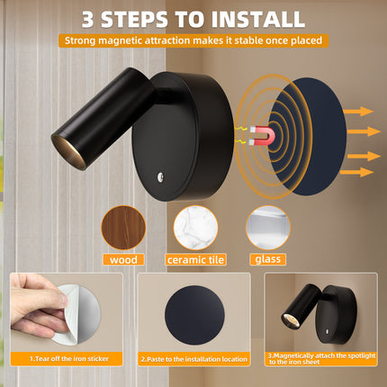 LED Wall Spotlight with Remote - Rotatable Bedside Night Light