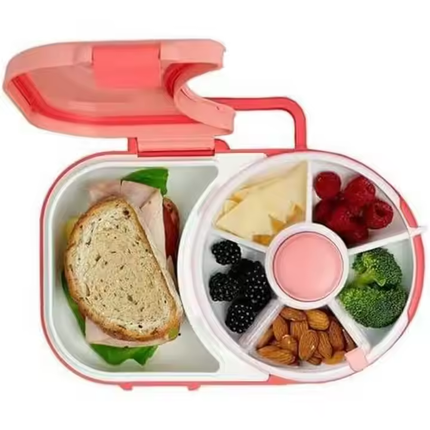 Rotating Snack Container – Multi-Compartment Reusable Snack Box & Dry Fruit Organizer