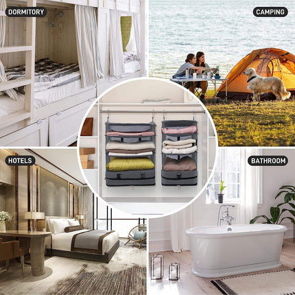 Portable Hanging Travel Shelves - Large Capacity Packing Cube Organizer