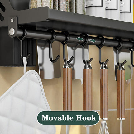 Wall Mounted Kitchen Organizer Rack – Multifunction Spice Organizer, Knife Holder & Cutlery Shelf