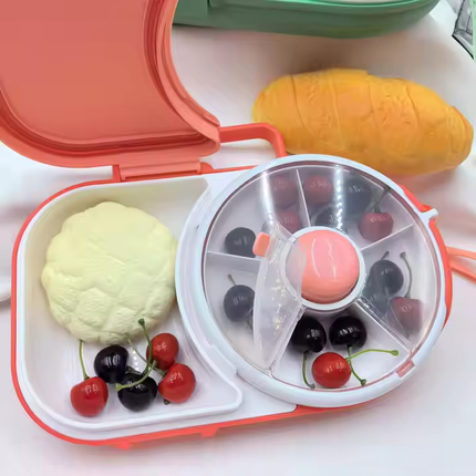 Rotating Snack Container – Multi-Compartment Reusable Snack Box & Dry Fruit Organizer