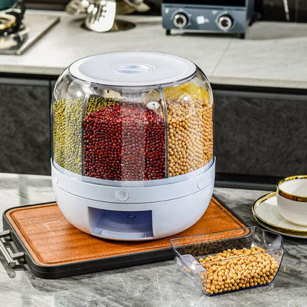 Airtight Rotating Rice Dispenser – Moisture-Proof Grain & Cereal Storage Box
