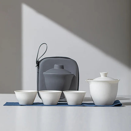 Chinese-Style Travel Tea Set - Teapot, Cups, & Infuser in One