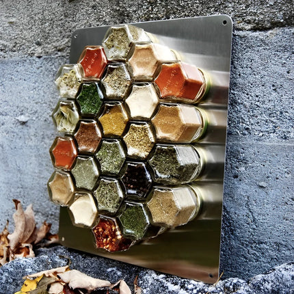 Magnetic Spice Jars - 4oz Hexagon Glass Containers for Kitchen Organization