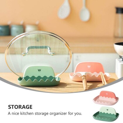 Countertop Spoon & Lid Rest – Plastic Utensil Holder for Ladles, Spatulas & Cooking Lids