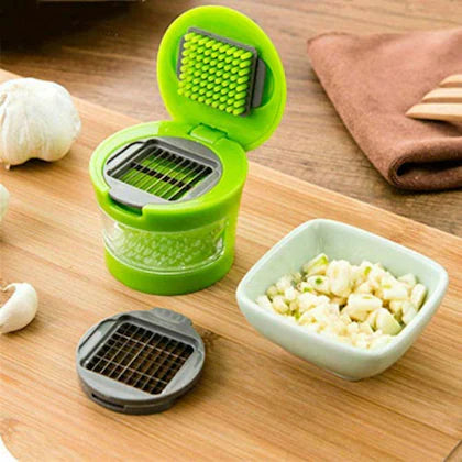 Garlic Press Chopper Grinder – Mini Portable Garlic Grater & Crusher, Stainless Steel Kitchen Tool